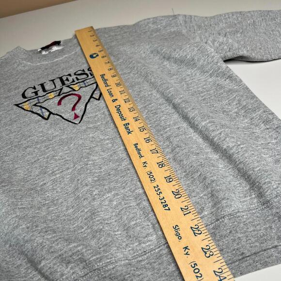 Vintage 90s Guess Georges Marciano Sweatshirt USA Made Gray Triangle Logo Size L - Picture 4 of 12
